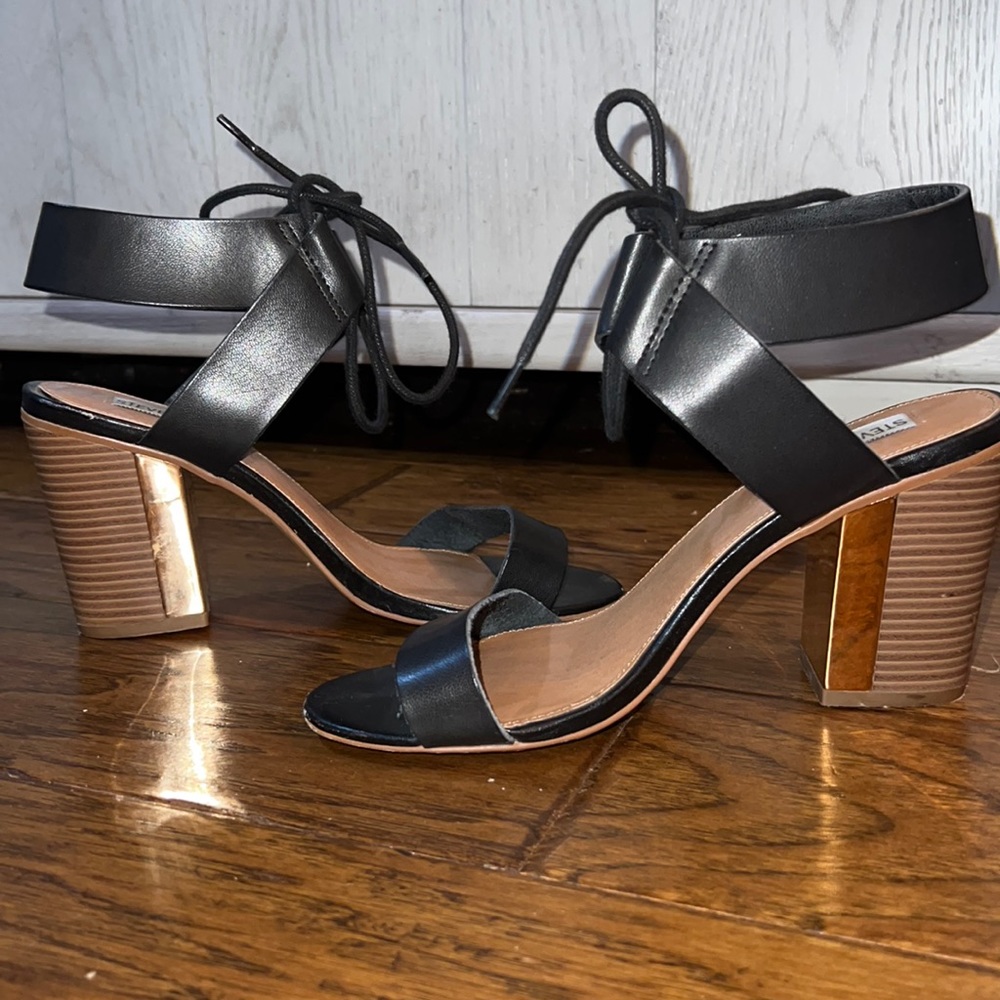 Steve Madden gold block heels